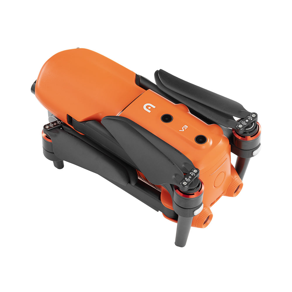 See the Autel EVO II Dual 640T V3 from both side and top views when folded. This compact drone is designed for easy storage and portability, perfect for professionals on the go.
