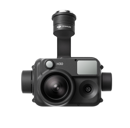 Front view of DJI H30, featuring a wide-angle lens and advanced zoom capabilities for professional aerial photography.